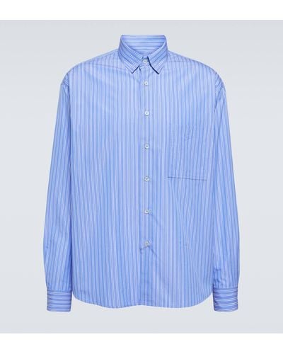 Lanvin Striped Cotton Poplin Shirt - Blue