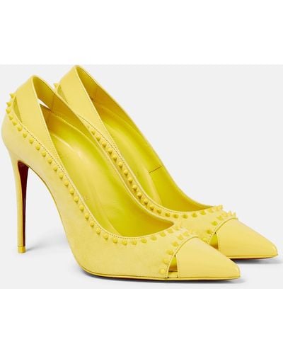Christian Louboutin Duvette Spikes 100 Suede Pumps - Yellow