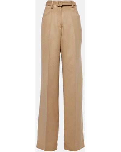 Gabriela Hearst Norman High-rise Silk Wide-leg Pants - Natural