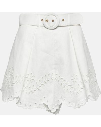 Zimmermann Junie Broderie Anglaise Linen Shorts - White
