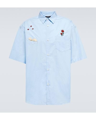Undercover Embroidered Cotton Poplin Shirt - Blue