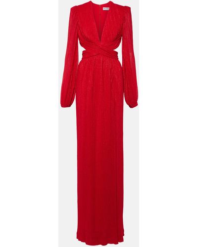 Rebecca Vallance Samantha Metallic-finish V-neck Recycled Polyester Gown - Red