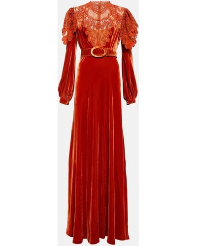 Costarellos Velvet Gown - Red