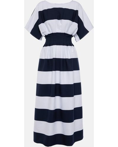 Carolina Herrera Striped Cotton-blend Midi Dress - Blue