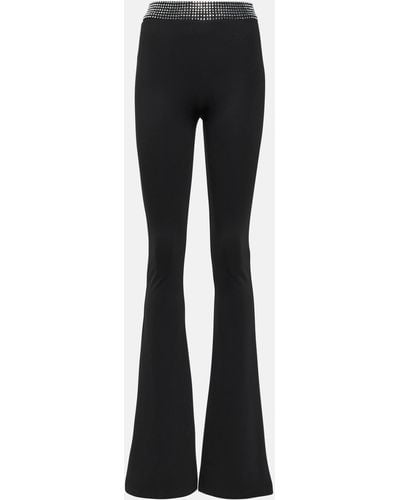 David Koma Crystal-embellished Jersey Flared Pants - Black