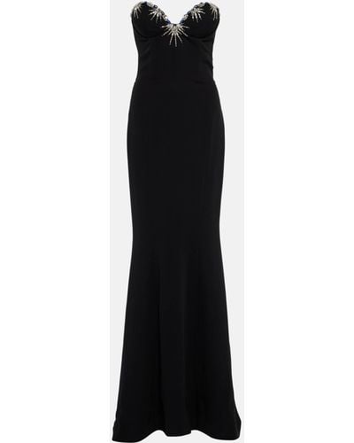 Miss Sohee Strapless Silk Flared Gown - Black