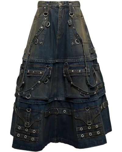 Balenciaga Raver Denim Maxi Skirt - Blue
