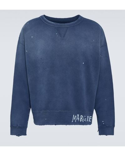 Maison Margiela Printed Cotton Jersey Sweatshirt - Blue