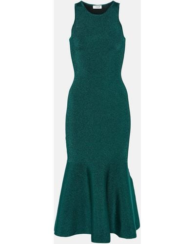 Victoria Beckham Vb Body Glittered Stretch-knit Midi Dress - Green