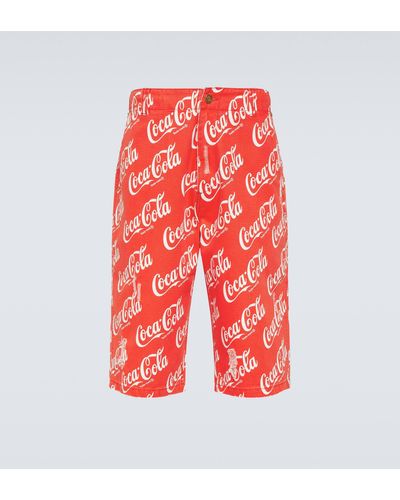 ERL Printed Cotton Canvas Bermuda Shorts - Red