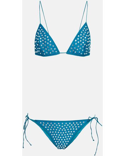 Oséree Oseree Gem Embellished Bikini Set - Blue