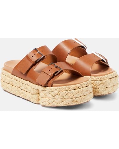 Robert Clergerie Qiana Leather Platform Sandals - Brown