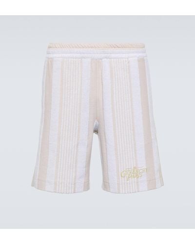 Givenchy G Plage Striped Cotton-blend Terry Bermuda Shorts - White