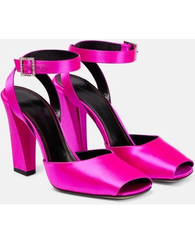 Victoria Beckham Embellished Satin Sandals - Pink