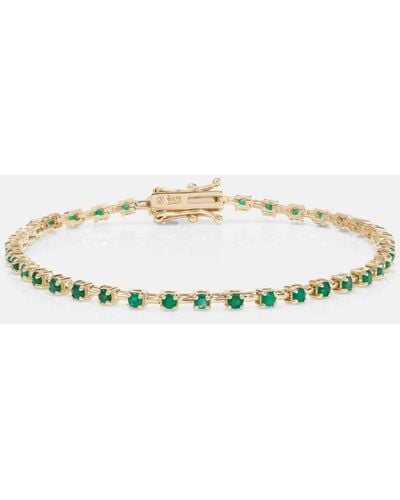 STONE AND STRAND Emerald Ace 14kt Gold Tennis Bracelet With Emeralds - Metallic