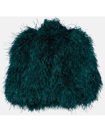Dolce & Gabbana Feather-trimmed Cape - Green