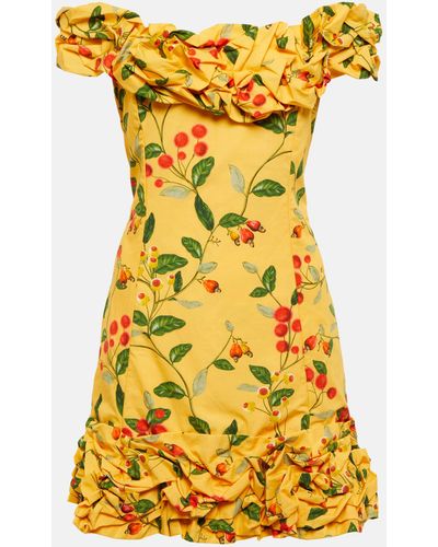 Agua Bendita Jardin Floral-print Mini Dress - Yellow