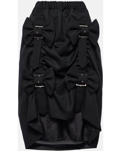 Noir Kei Ninomiya Ribbon Strap Wool Midi Skirt - Black