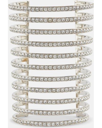 AMINA MUADDI Vittoria Embellished Cuff Bracelet - White
