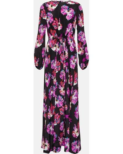 Diane von Furstenberg Sydney Printed Silk-blend Maxi Dress - Purple