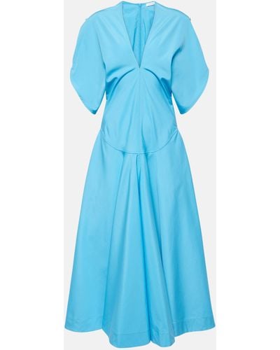 Ferragamo Cotton Poplin Midi Dress - Blue