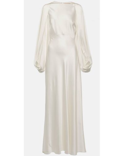 ROKSANDA Bridal Kami Caped Silk Satin Gown - White
