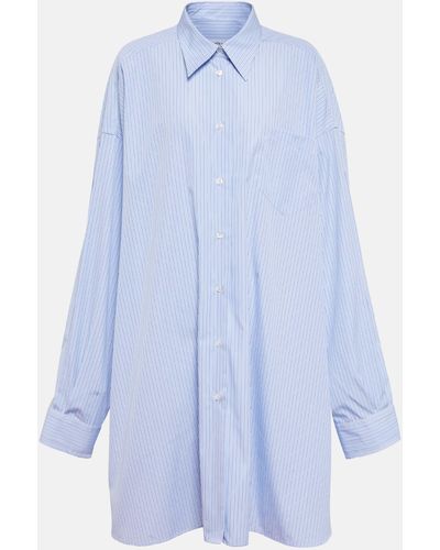 Maison Margiela Pinstripe Cotton Poplin Shirt - Blue