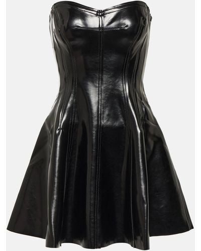 Norma Kamali Grace Faux Patent Leather Minidress - Black