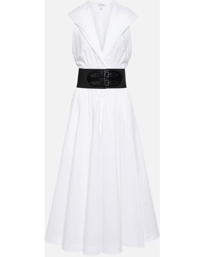 Alaïa Alaïa Archetypes Belt-waist Cotton-poplin Midi Dress - White