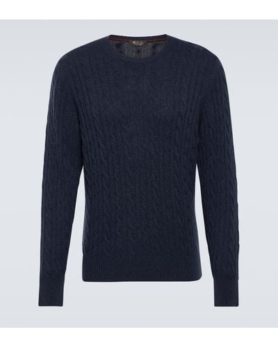 Loro Piana Cable-knit Cashmere Sweater - Blue