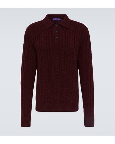Ralph Lauren Purple Label Cable-knit Cashmere Polo Sweater - Red