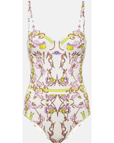Tory Burch One Piece Swimsuit With Print - White