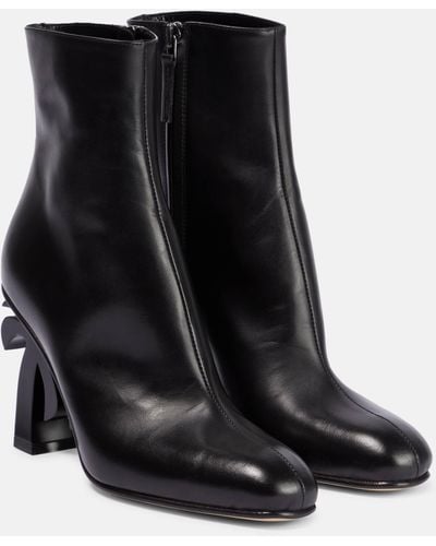 Palm Angels Black Leather Ankle Boots