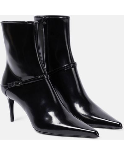 Saint Laurent Hacker 70 Leather Ankle Boots - Black