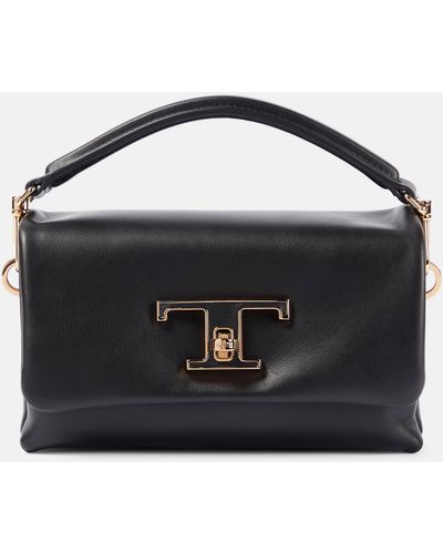 Tod's T Timeless Micro Leather Shoulder Bag - Black