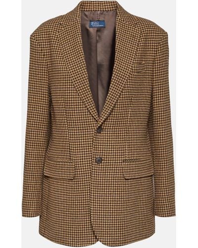 Polo Ralph Lauren Houndstooth Tweed Cotton-wool Blazer - Brown