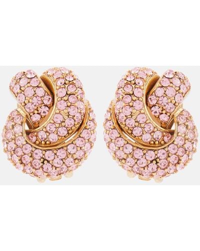 Oscar de la Renta Love Knot Embellished Clip-on Earrings - Pink