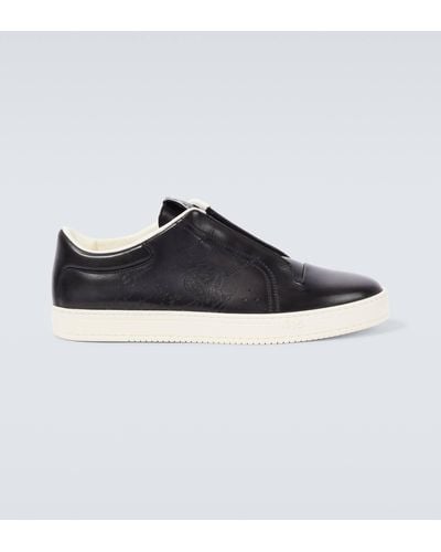 Berluti Playtime Scritto Leather Slip-on Sneakers - Blue