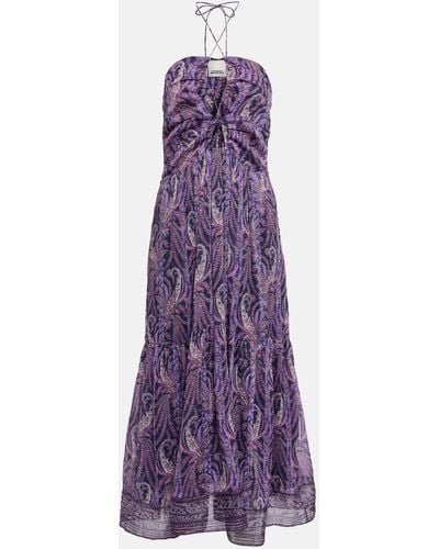Isabel Marant Birona Cotton And Silk Midi Dress - Purple