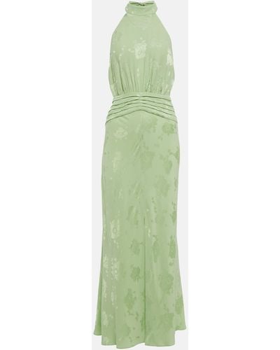 RIXO London Kendra Floral Halterneck Dress - Green