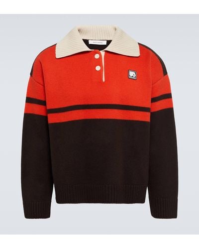Wales Bonner Calm Wool-blend Polo Shirt - Red