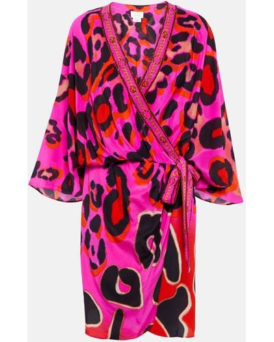Camilla Giraffe-print Silk Wrap Dress - Red