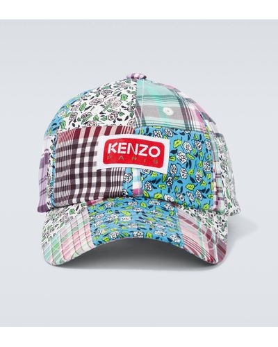 KENZO Checked Cotton And Silk Baseball Cap - Multicolour