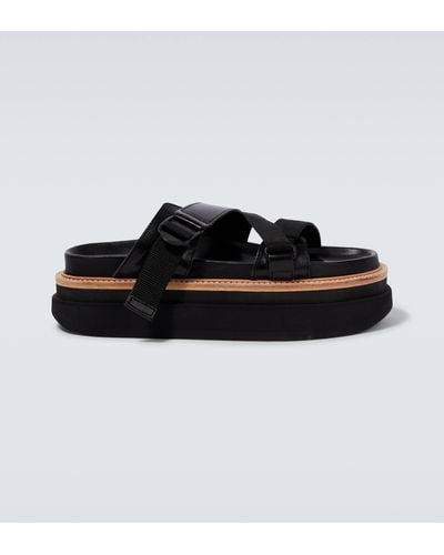 Sacai Hybrid Belt Leather Platform Sandals - Black