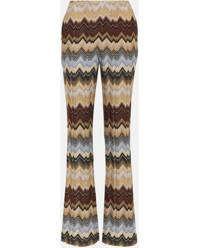 Missoni Zig Zag Metallic Knit Straight Pants - Multicolour