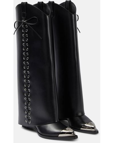Givenchy Shark Lock Cowboy Boots In Corset Style Leather - Black