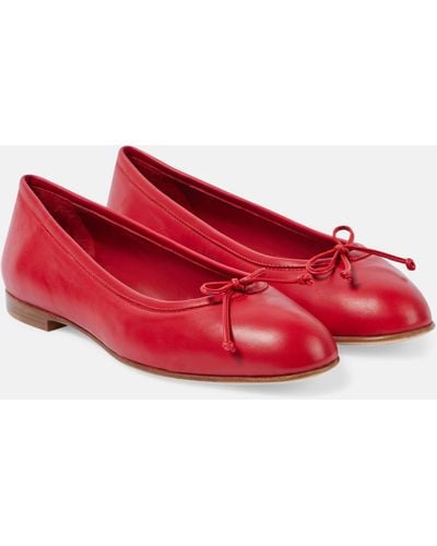 Manolo Blahnik Veralli Verona Leather Ballet Flats - Red