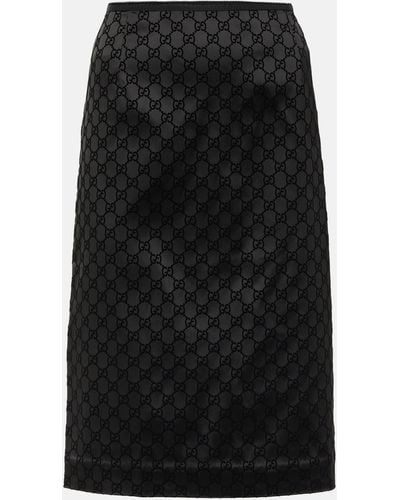 Gucci GG Silk Duchesse Midi Skirt - Black