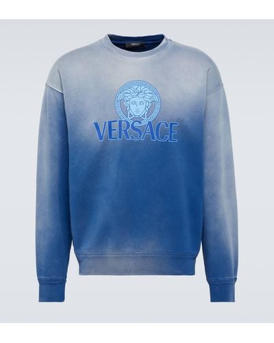 Versace Medusa Tie-dye Cotton Jersey Sweatshirt - Blue