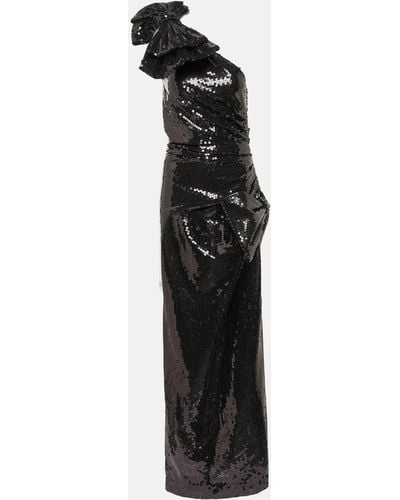 Nina Ricci Sequined One-shoulder Gown - Black